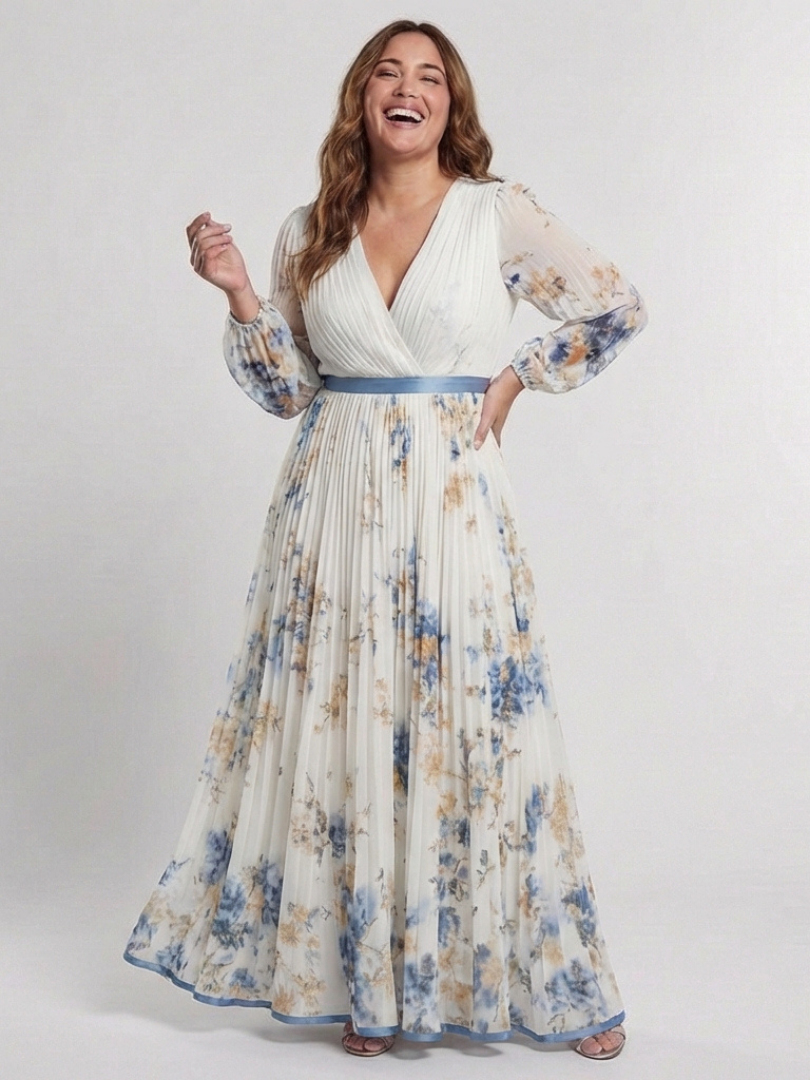 Harrow & Lane™ | Long Sleeve V Neck Floral Maxi Dress