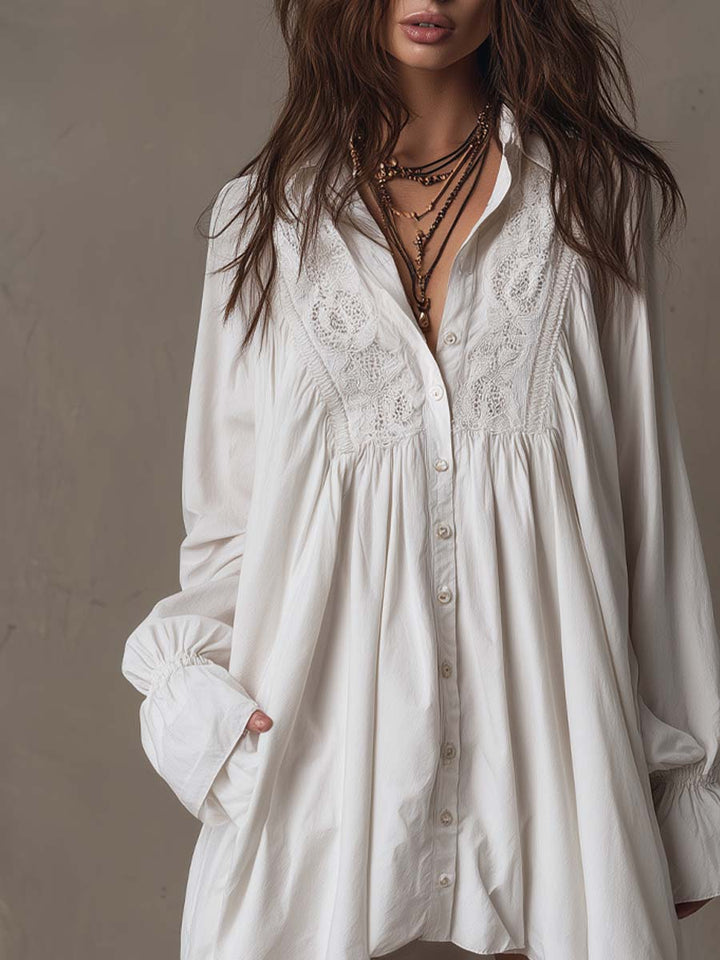 Renee | Lace Detail Shirt Dress