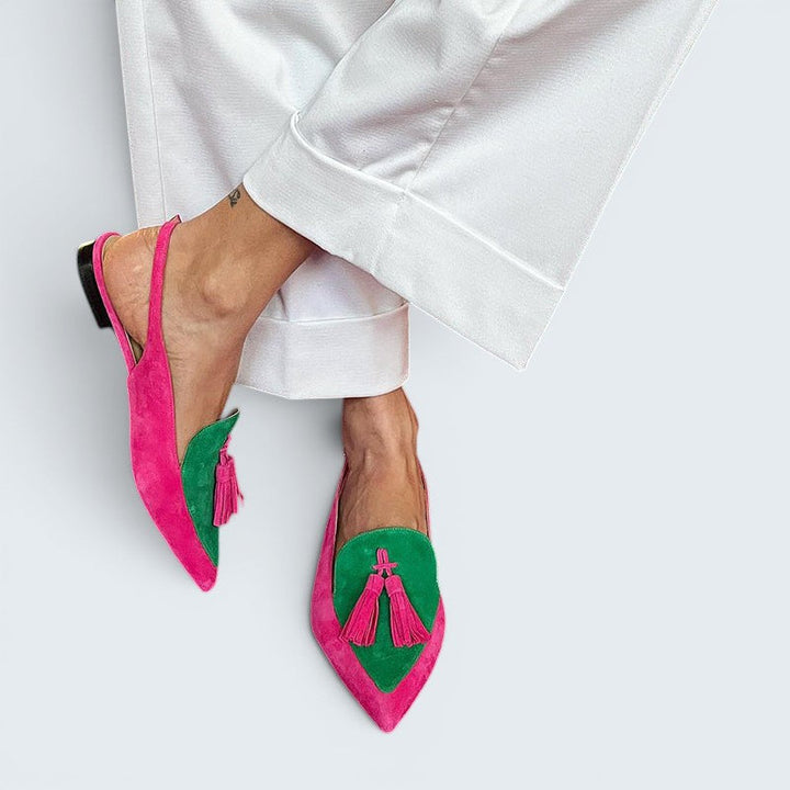 Danica | Fringe Ballet Flats with Ankle Strap