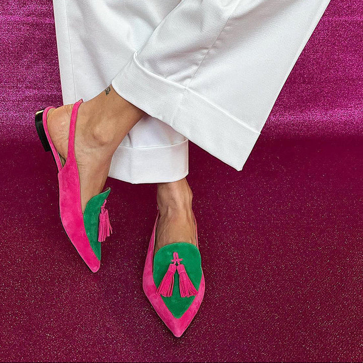 Danica | Fringe Ballet Flats with Ankle Strap