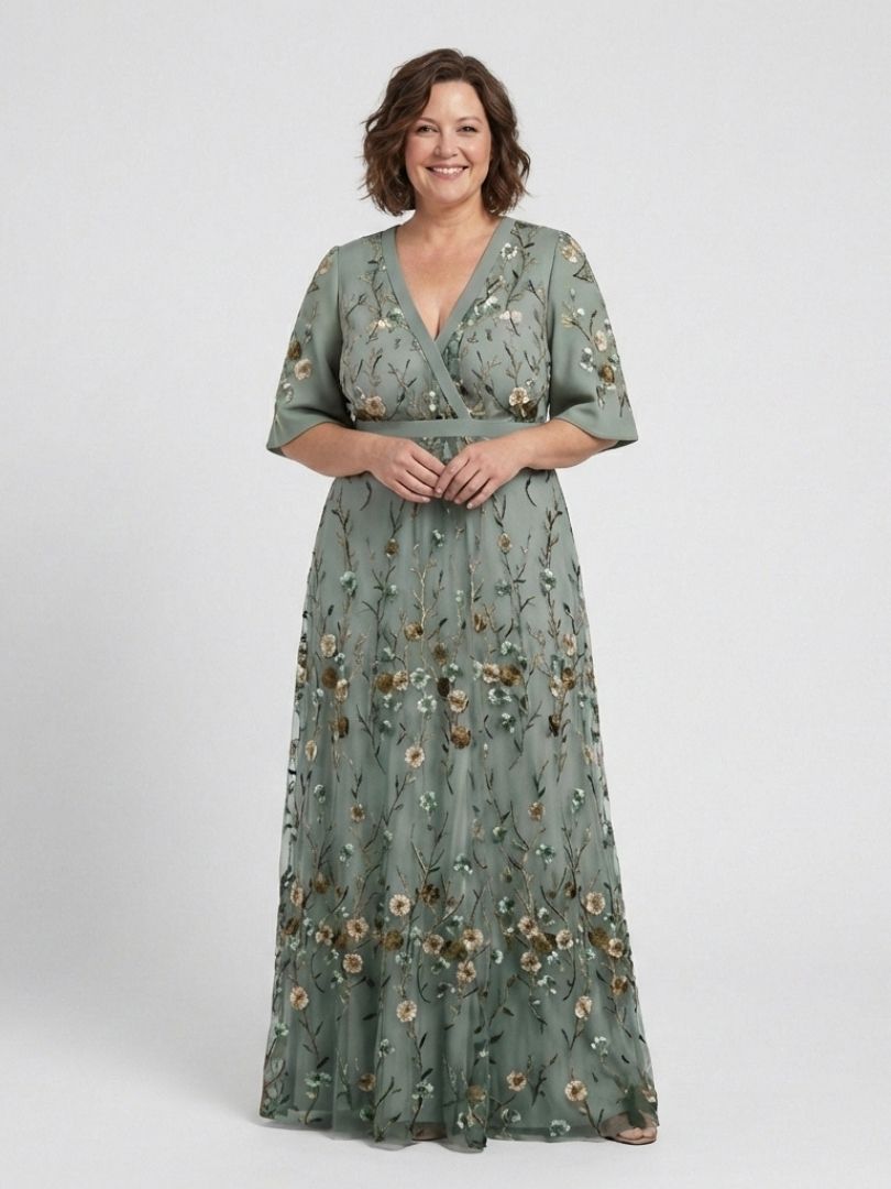 Albertine | Floral V Neck Short Sleeve Maxi Dress