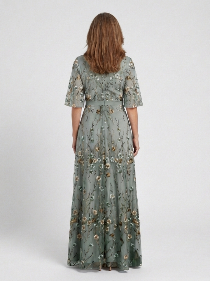 Albertine | Floral V Neck Short Sleeve Maxi Dress