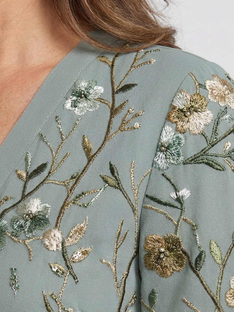Albertine | Floral V Neck Short Sleeve Maxi Dress