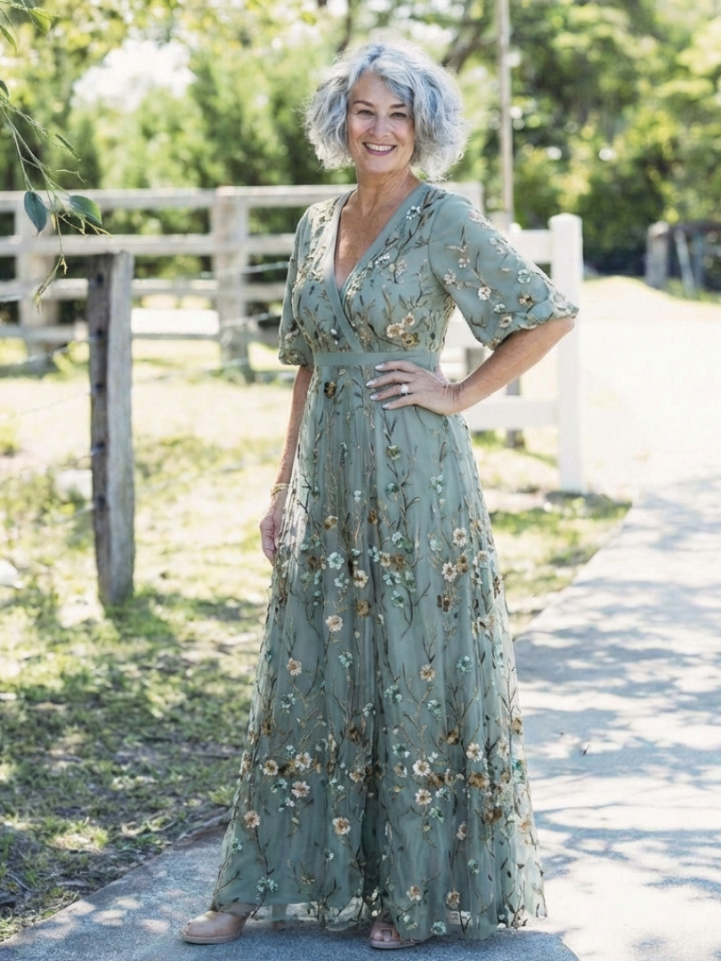 Harrow & Lane™ | Floral V Neck Short Sleeve Maxi Dress
