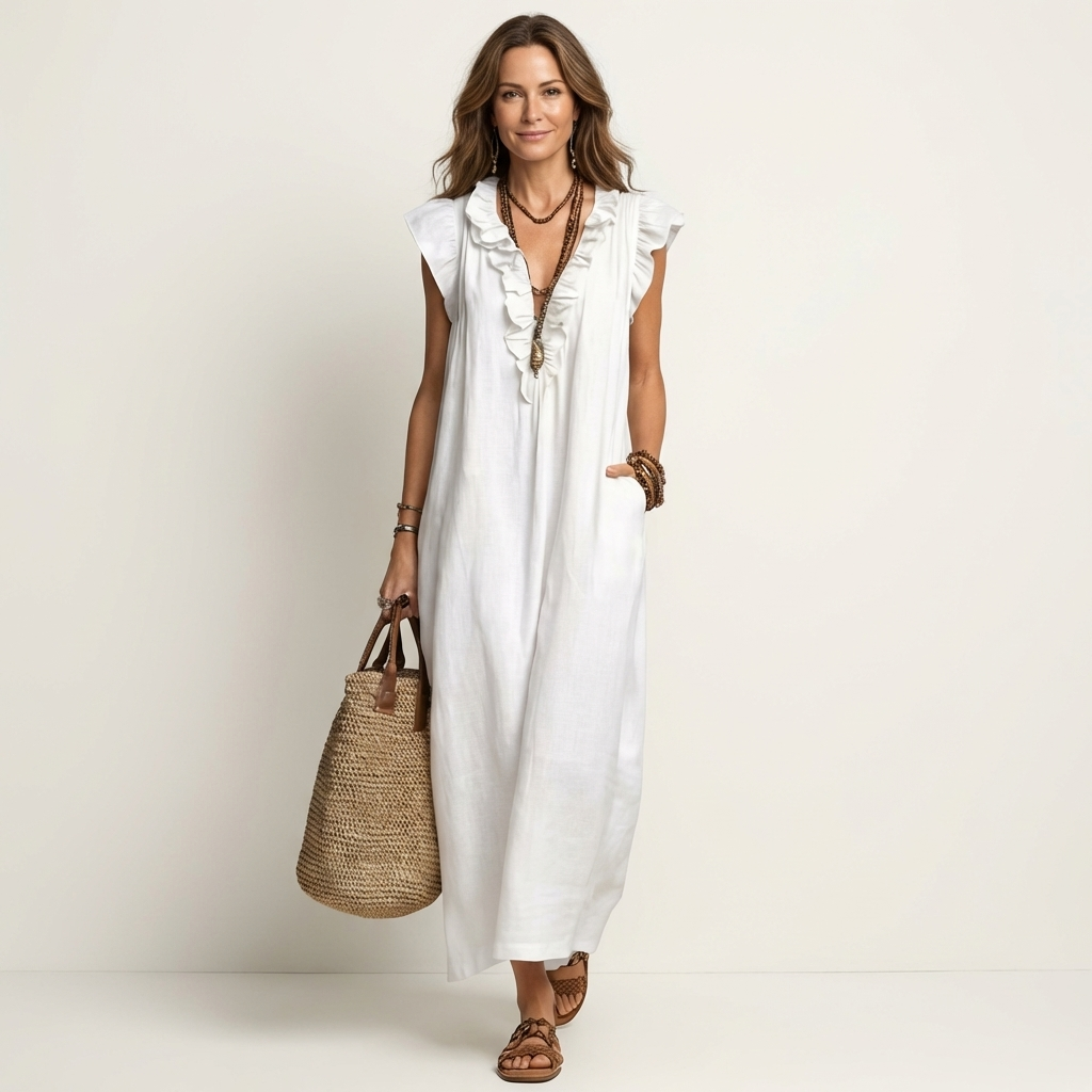 Bridie | Ruffle V-Neck Maxi Dress