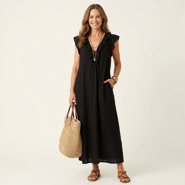 Bridie | Ruffle V-Neck Maxi Dress