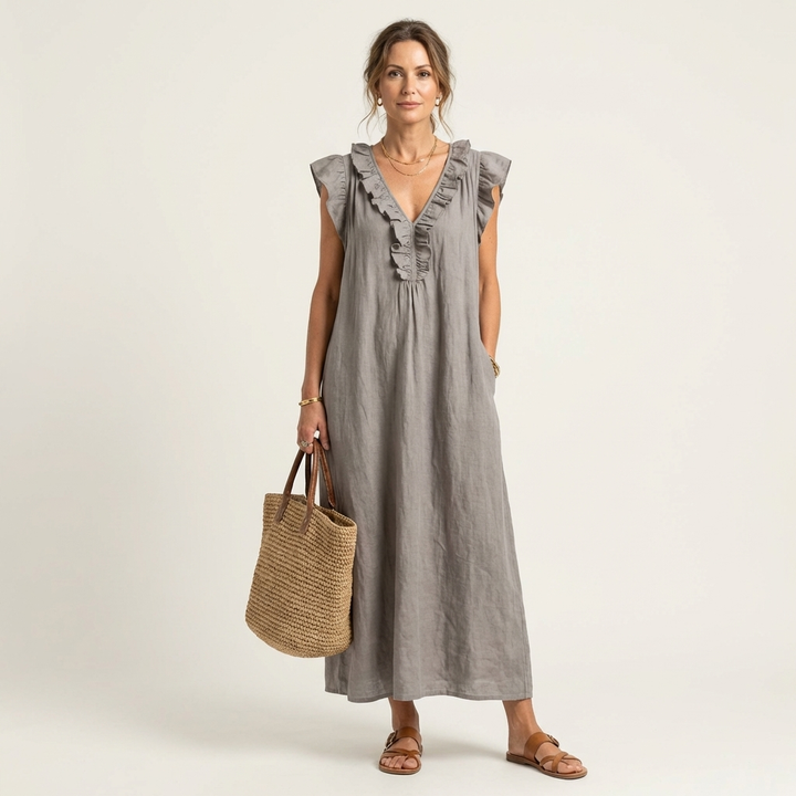 Bridie | Ruffle V-Neck Maxi Dress
