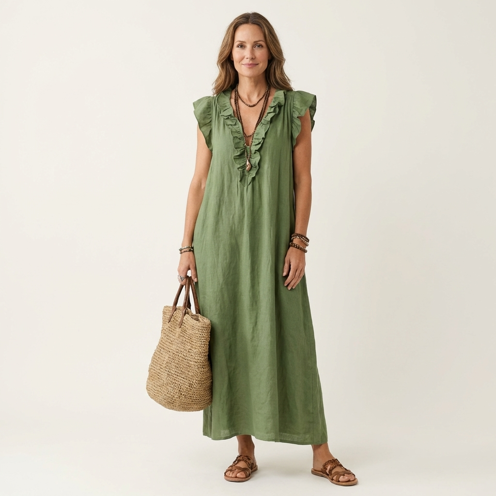 Bridie | Ruffle V-Neck Maxi Dress