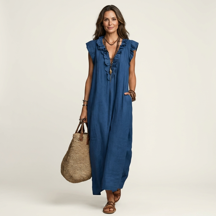 Bridie | Ruffle V-Neck Maxi Dress