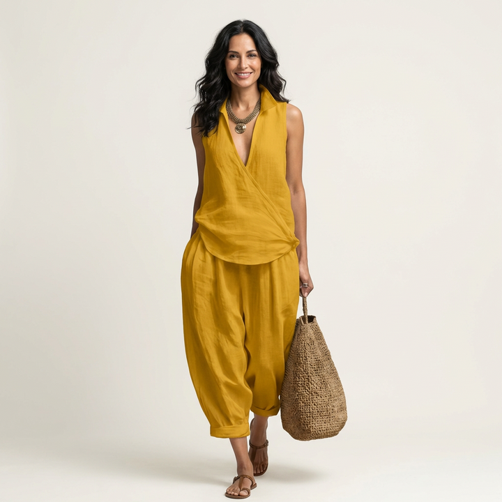 Orietta | Wrap-Top & Wide-Leg Set