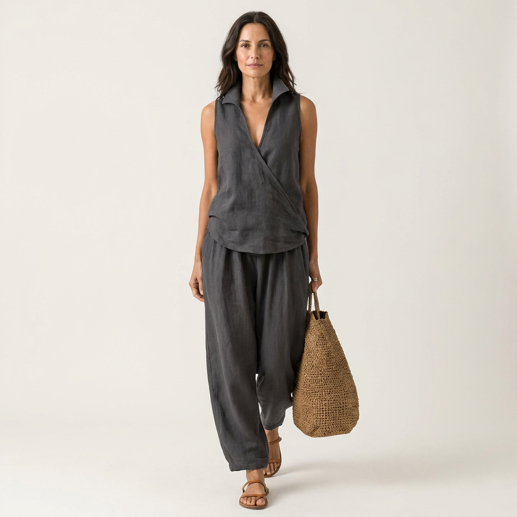 Orietta | Wrap-Top & Wide-Leg Set