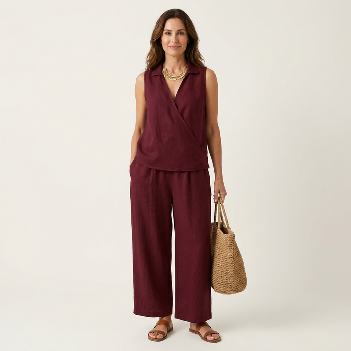 Orietta | Wrap-Top & Wide-Leg Set