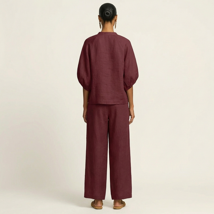 Orna | Zipper-Front Puff Sleeve Set