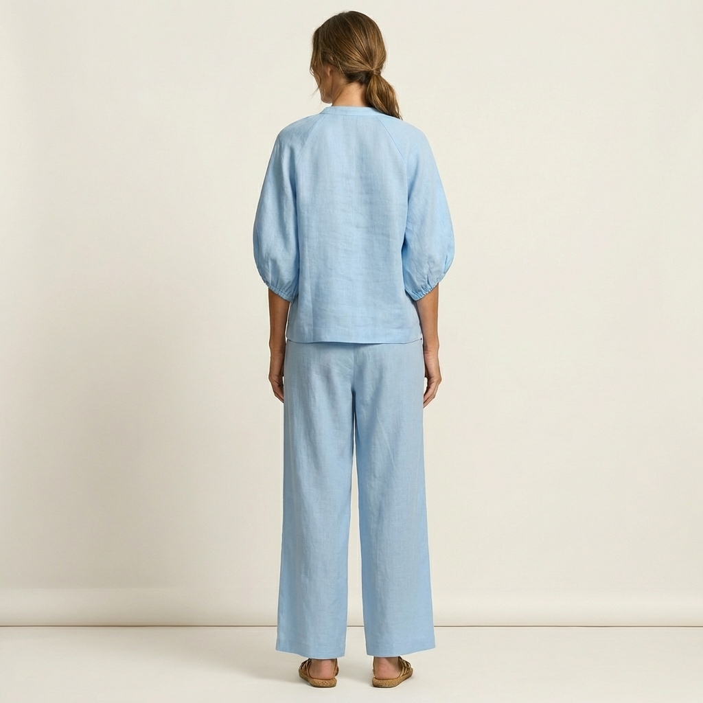 Orna | Zipper-Front Puff Sleeve Set
