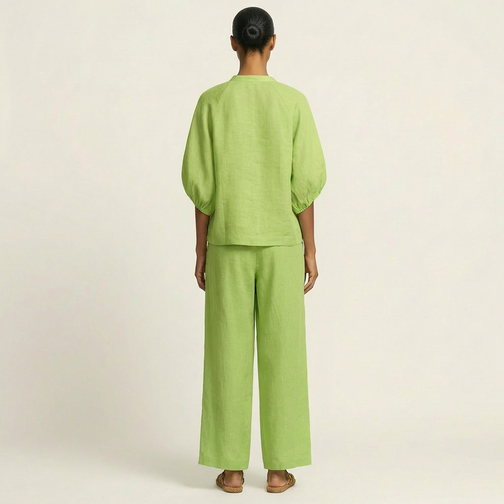 Orna | Zipper-Front Puff Sleeve Set