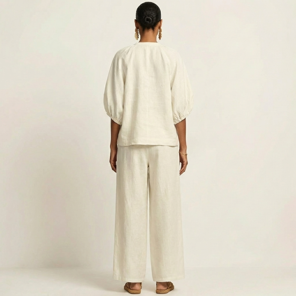 Orna | Zipper-Front Puff Sleeve Set