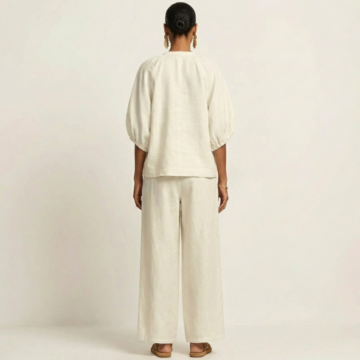 Orna | Zipper-Front Puff Sleeve Set