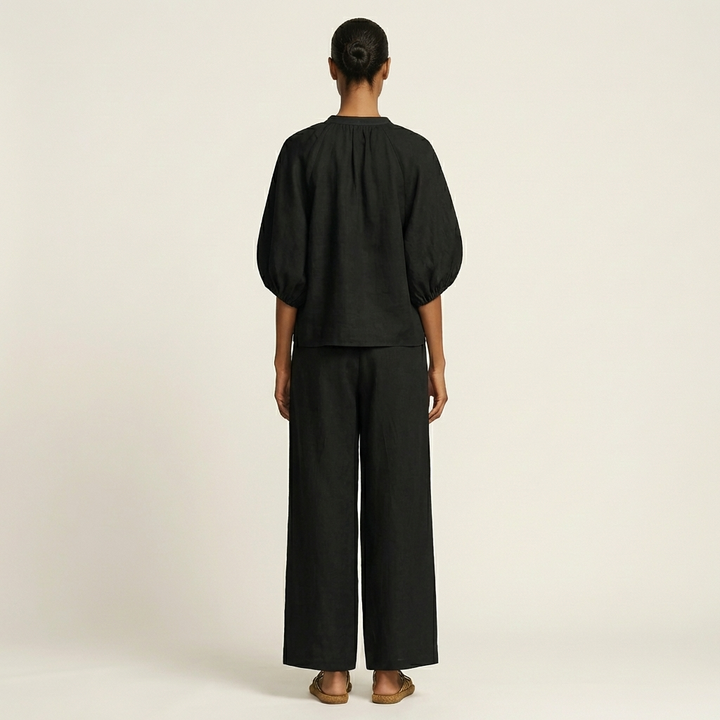 Orna | Zipper-Front Puff Sleeve Set