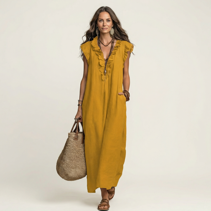 Bridie | Ruffle V-Neck Maxi Dress