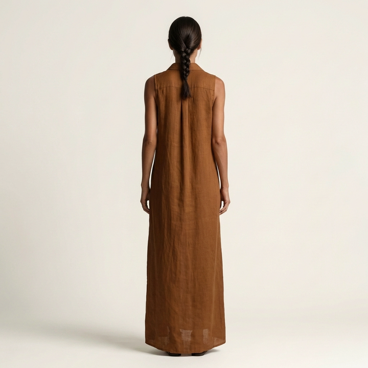 Nerea | Hooded Button-Front Sleeveless Maxi Dress