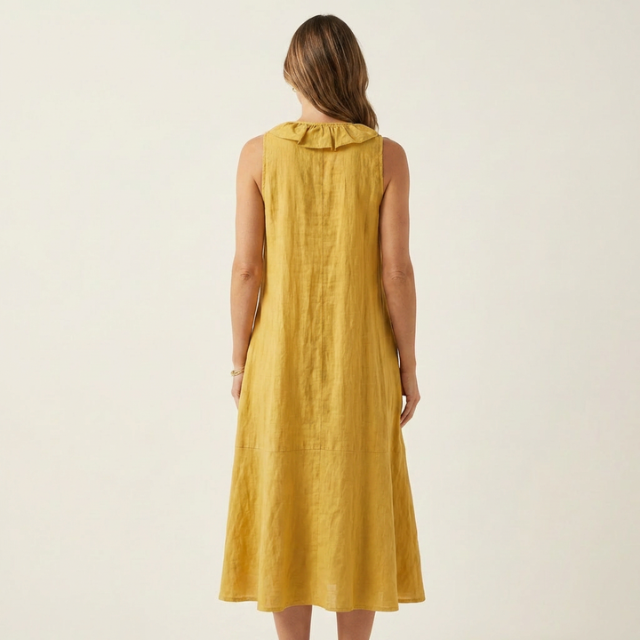 Ombeline | Ruffle-Front V-Neck Sleeveless Maxi Dress