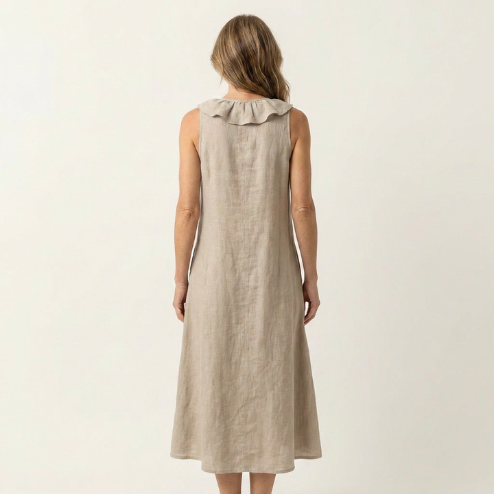 Ombeline | Ruffle-Front V-Neck Sleeveless Maxi Dress
