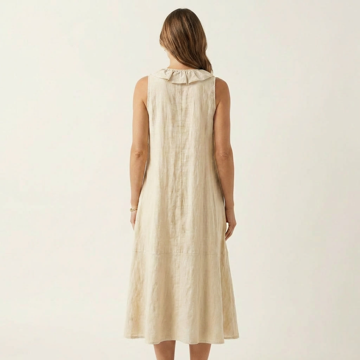 Ombeline | Ruffle-Front V-Neck Sleeveless Maxi Dress