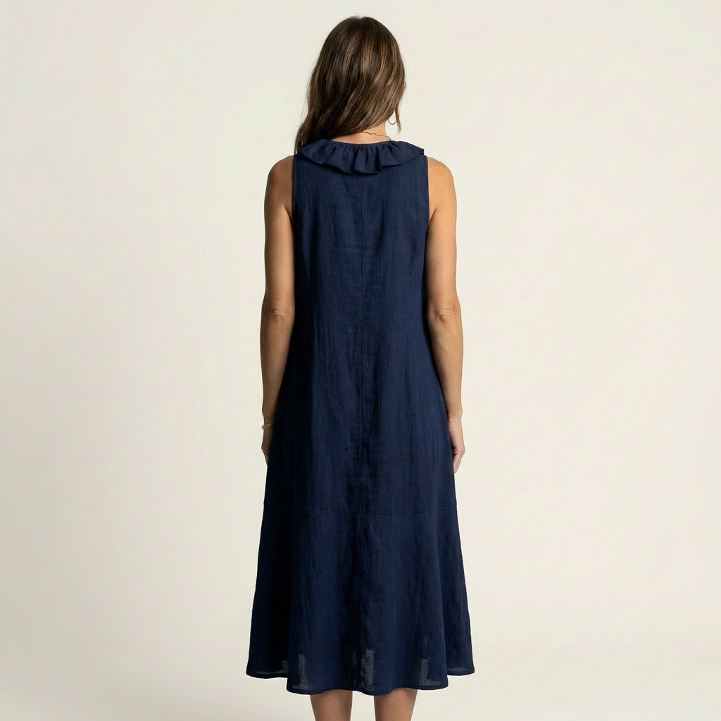 Ombeline | Ruffle-Front V-Neck Sleeveless Maxi Dress
