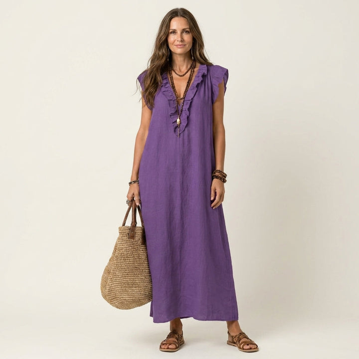 Bridie | Ruffle V-Neck Maxi Dress