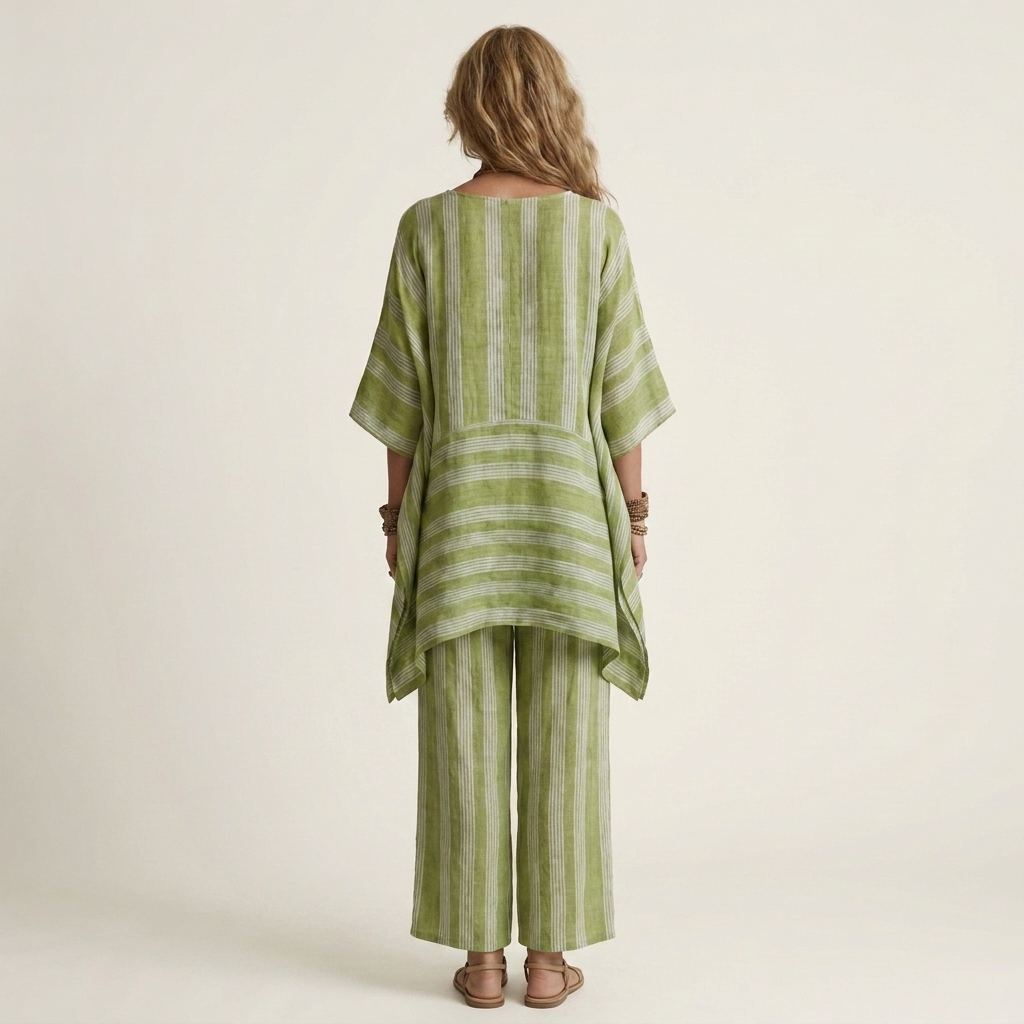 Oriel | Two-Piece Striped Cotton-Linen Set