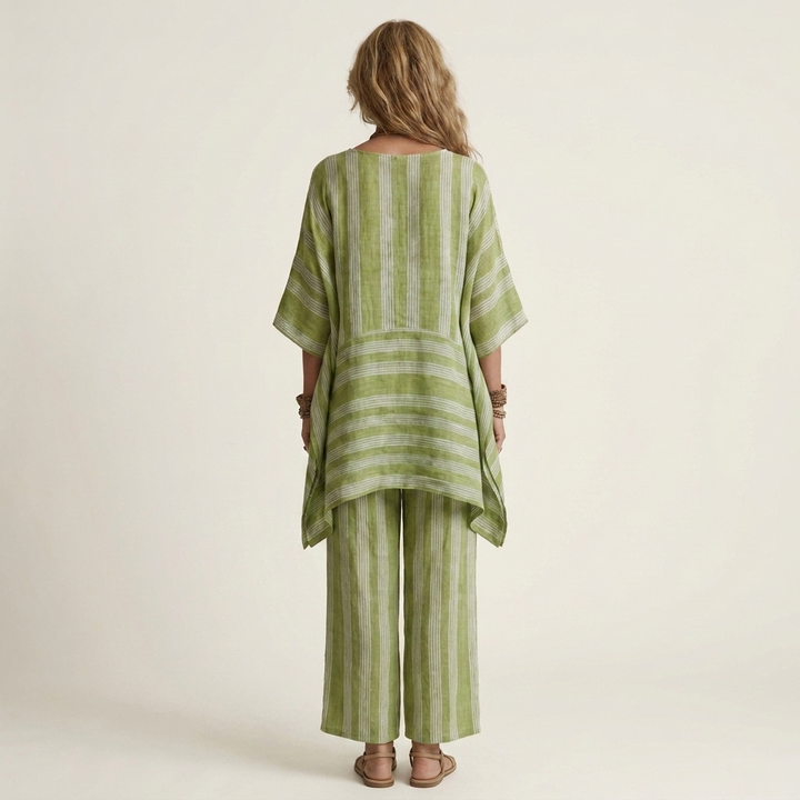Oriel | Two-Piece Striped Cotton-Linen Set