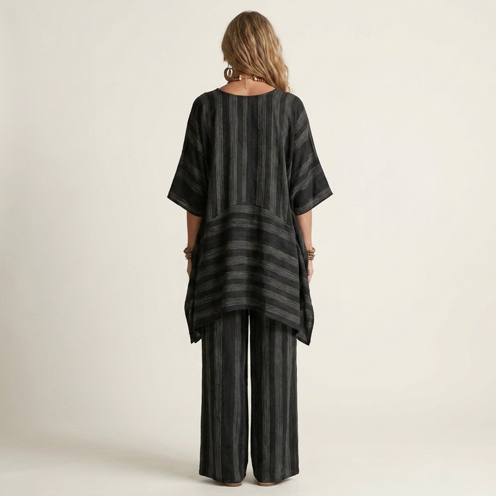 Oriel | Two-Piece Striped Cotton-Linen Set