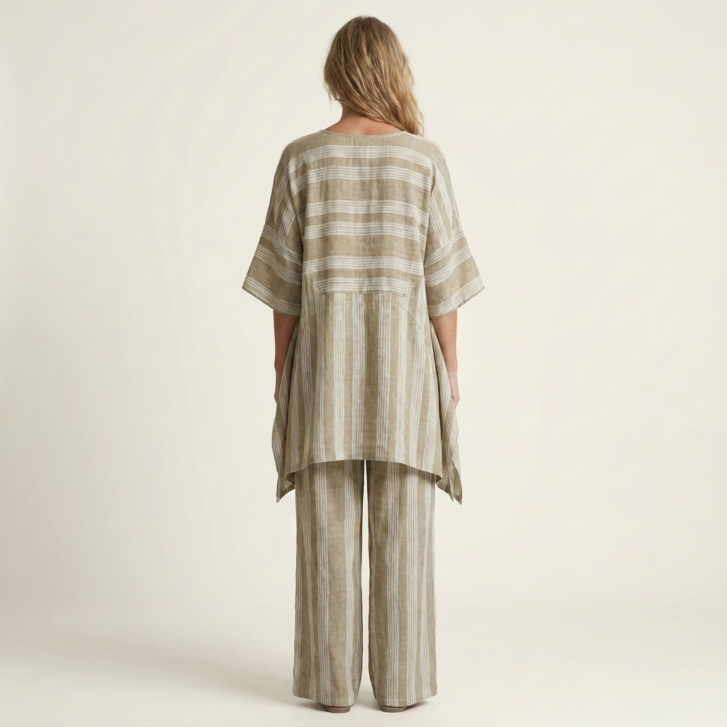 Oriel | Two-Piece Striped Cotton-Linen Set