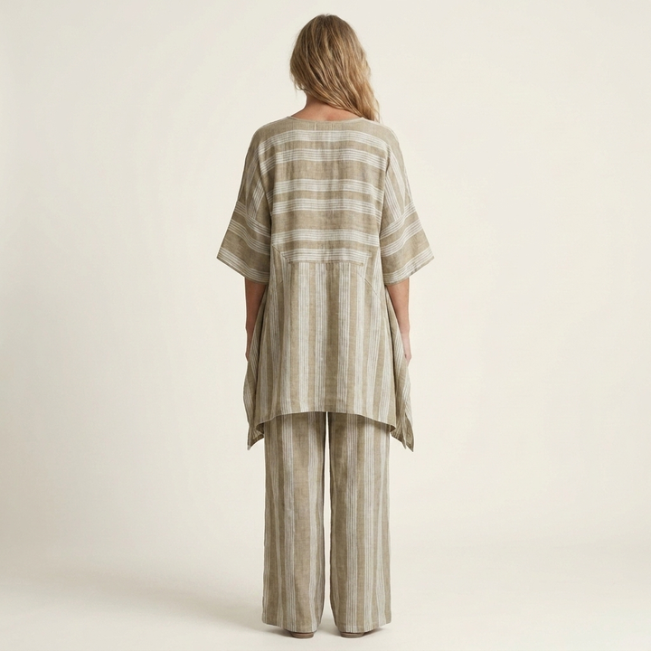 Oriel | Two-Piece Striped Cotton-Linen Set