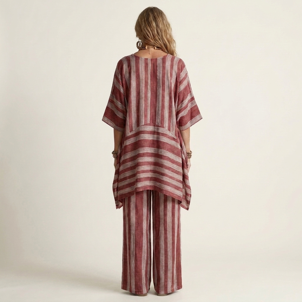 Oriel | Two-Piece Striped Cotton-Linen Set