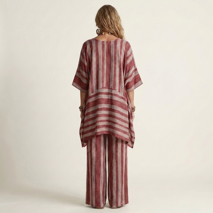 Oriel | Two-Piece Striped Cotton-Linen Set