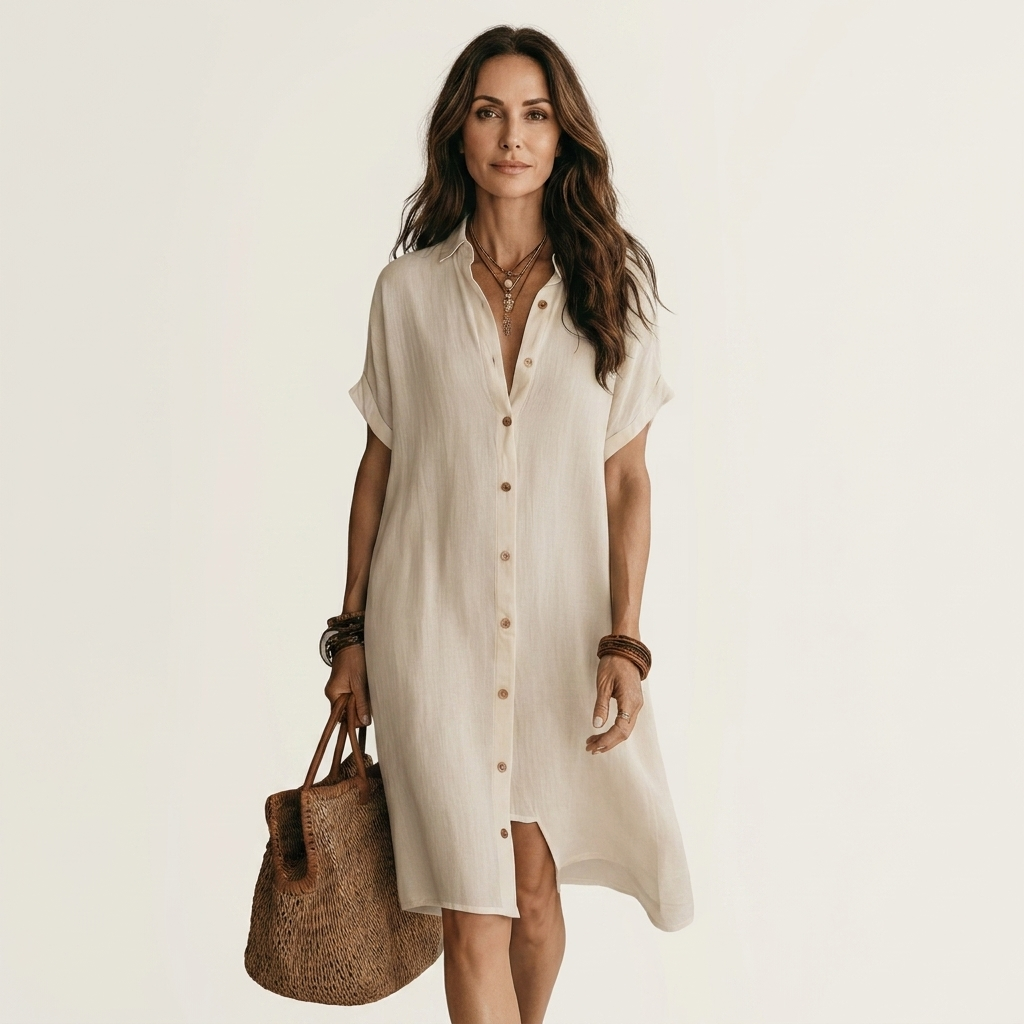 Nessa | Midi Shirt Dress with Rolled Cuffs