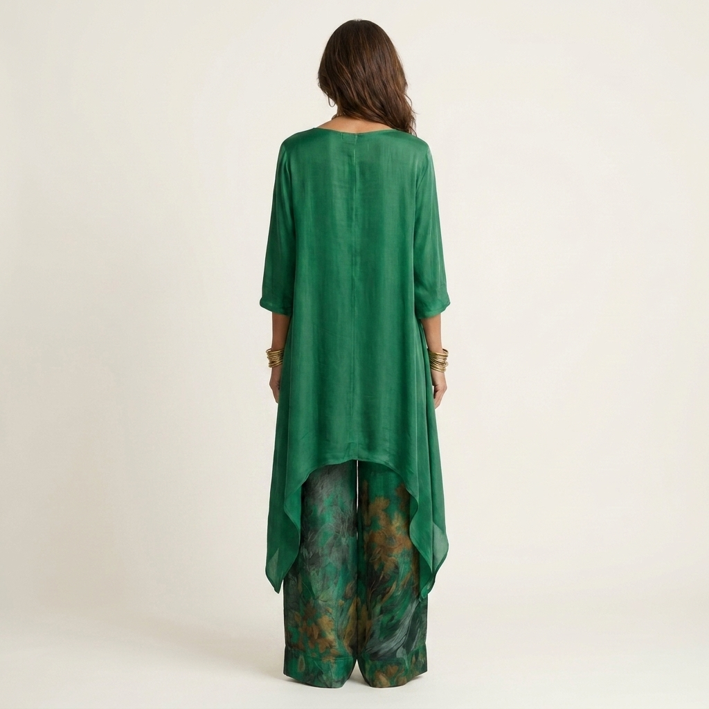Brenda | Cotton-Silk Two-Piece Set with Asymmetric Tunic