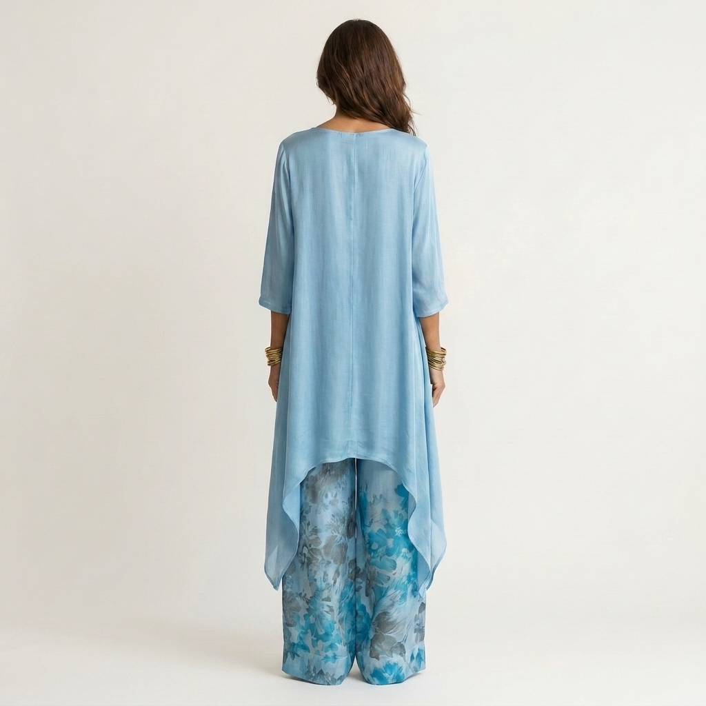 Brenda | Cotton-Silk Two-Piece Set with Asymmetric Tunic