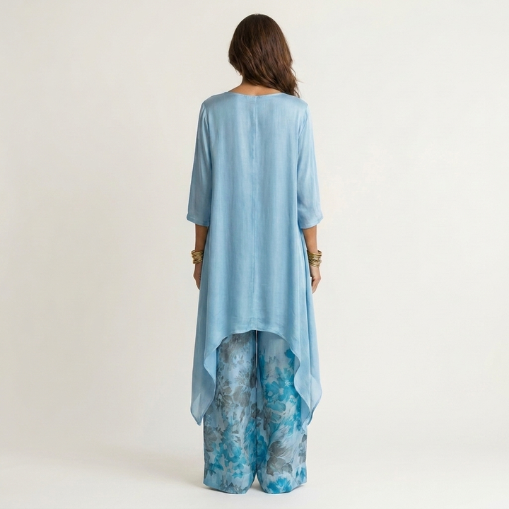 Brenda | Cotton-Silk Two-Piece Set with Asymmetric Tunic