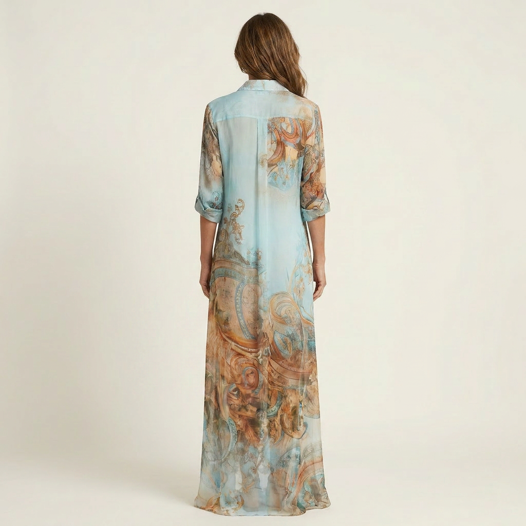 Odilia | Silk Maxi Shirt Dress