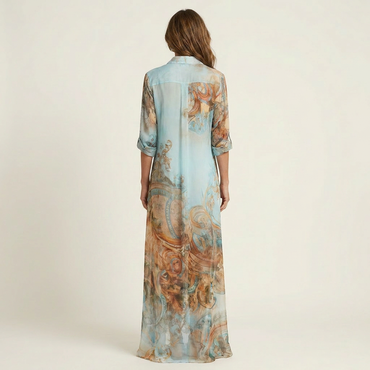 Odilia | Silk Maxi Shirt Dress