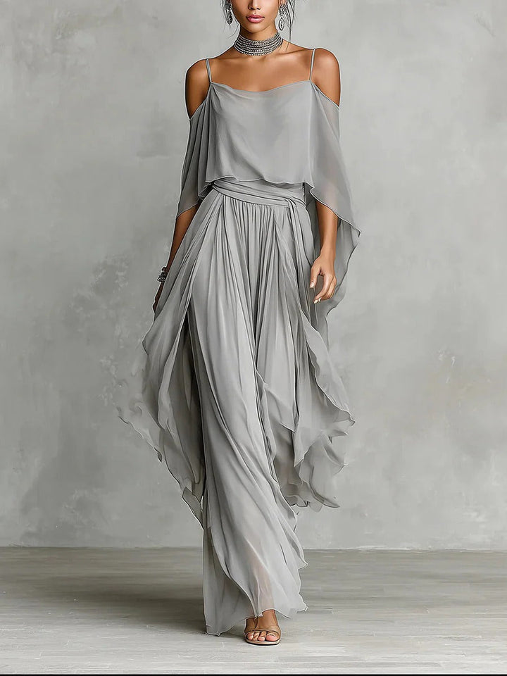 Shona | Gray Fluid Set with Strappy Top and Lightweight Pants