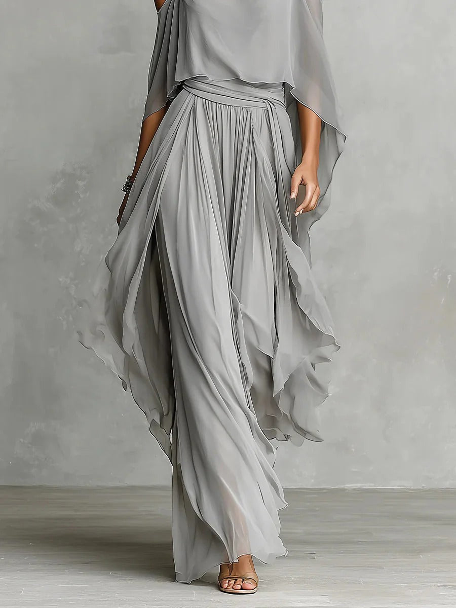 Rosalia | Gray Fluid Set with Strappy Top and Lightweight Pants