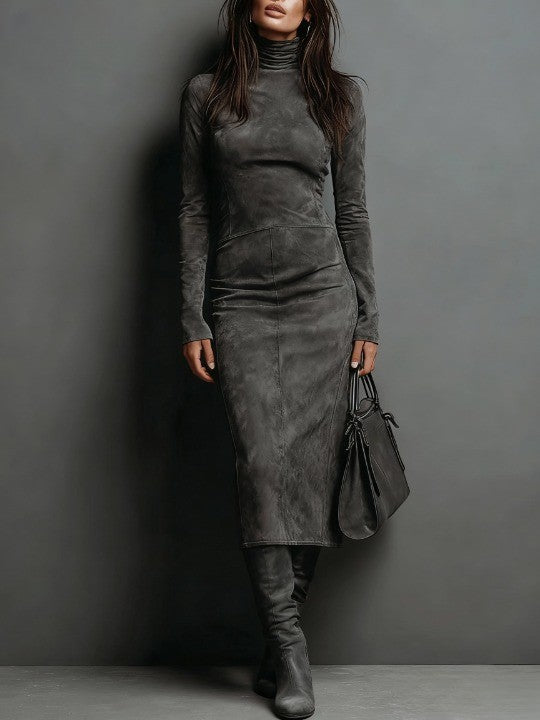 Aimee - Long Brown Midi Dress