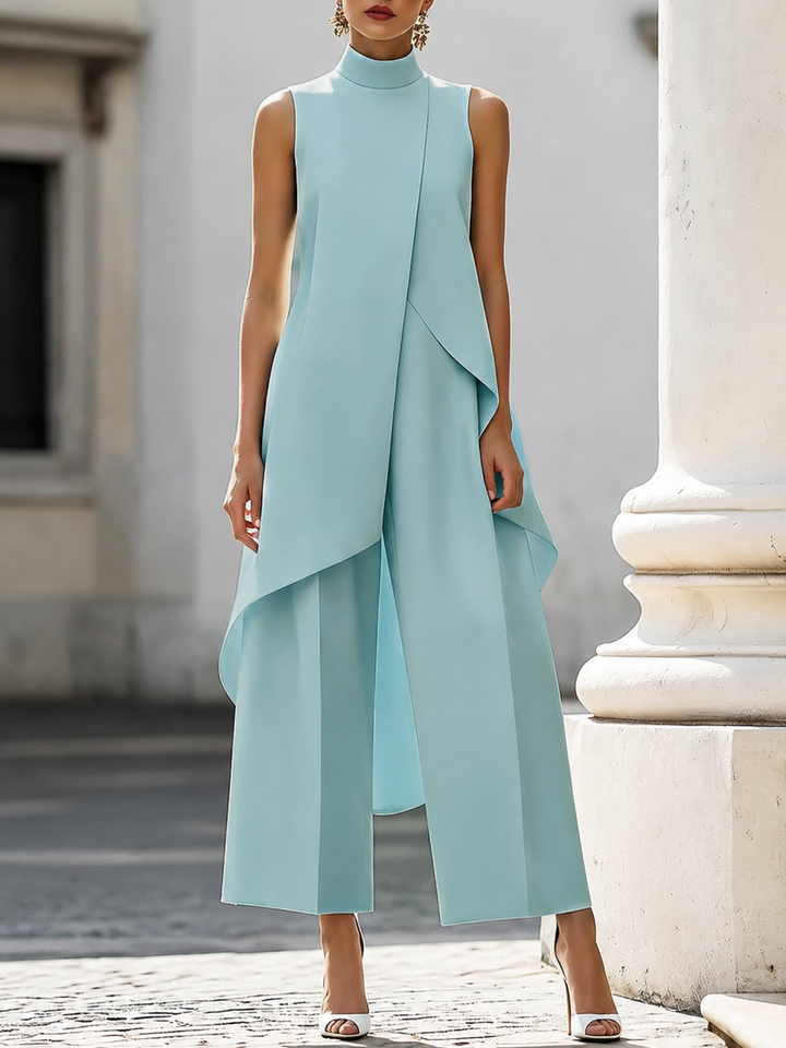 Lesley | Sculpted High-Neck Wide-Leg Jumpsuit for Women