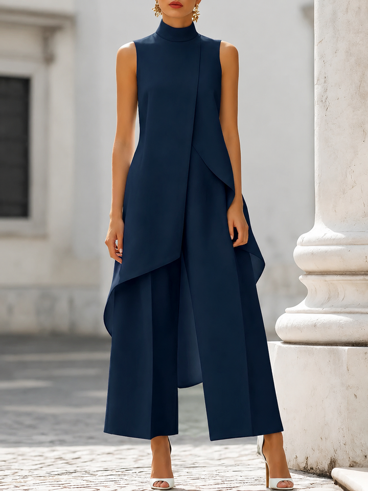 Lesley | Sculpted High-Neck Wide-Leg Jumpsuit for Women