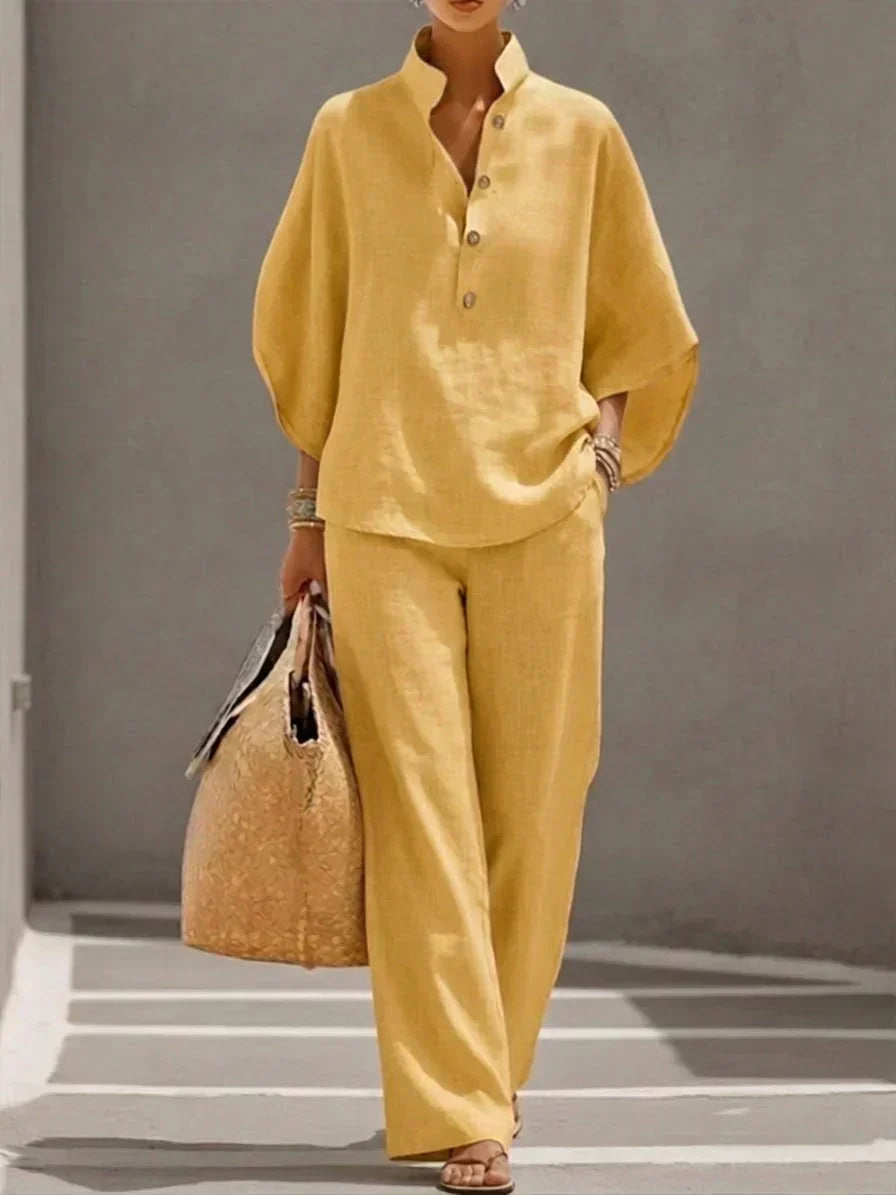 Larissa | Set with batwing sleeves and wide-leg pants