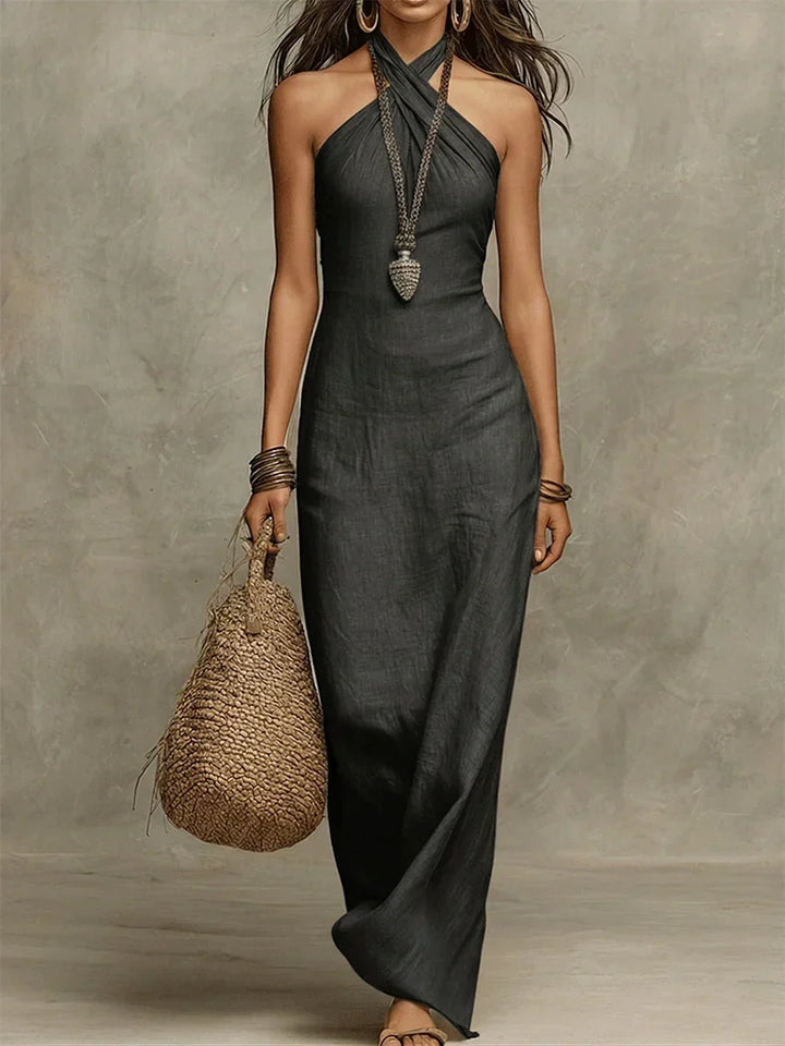 VICTOIRE™ – VOLUMINOUS HALTER-NECK MAXI DRESS