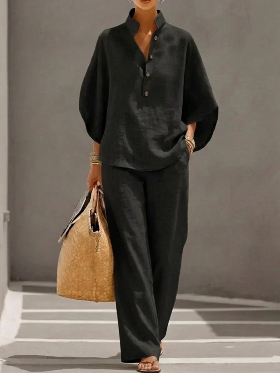 Roxanne | Set with Batwing Sleeves and Wide Pants